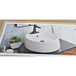 Allen + Roth 18" Round Vessel Bathroom Sink White Vitreous China ML-20525 NIB